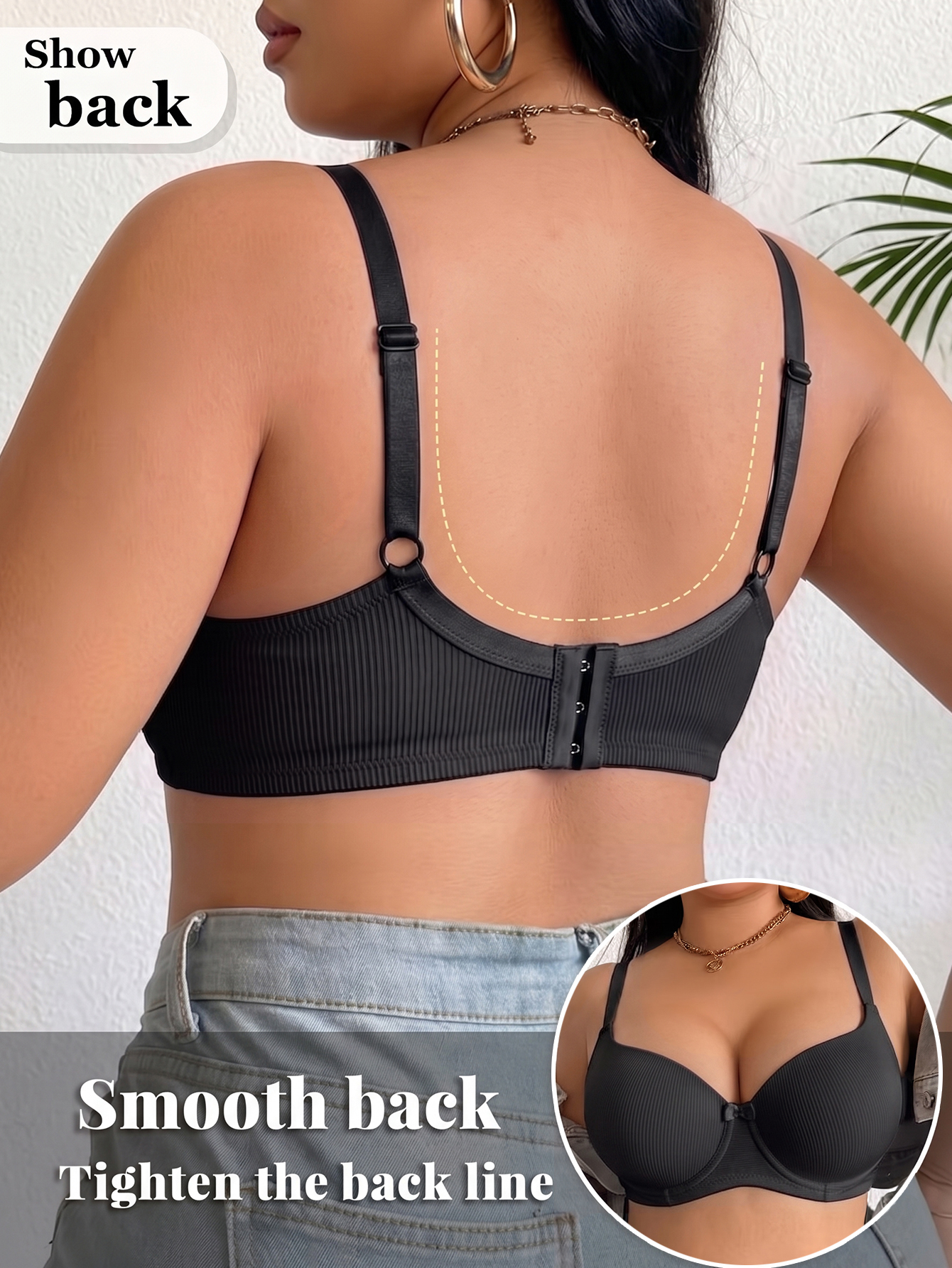 Plus Size Anti-Sagging Women B - Plunge Bra Push Up recension och pris