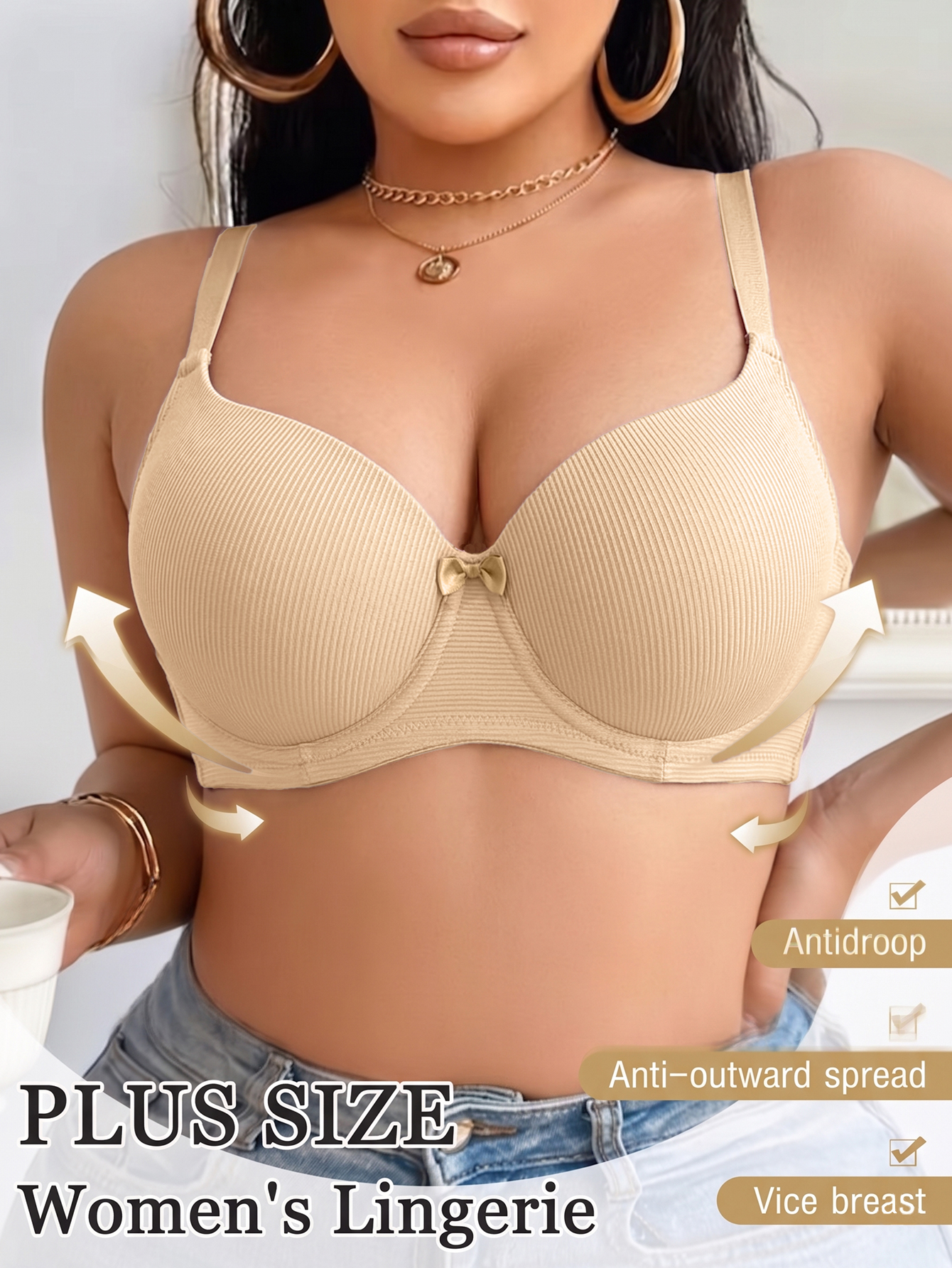 Plus Size Anti-Sagging Women B - Plunge Bra Push Up recension och pris